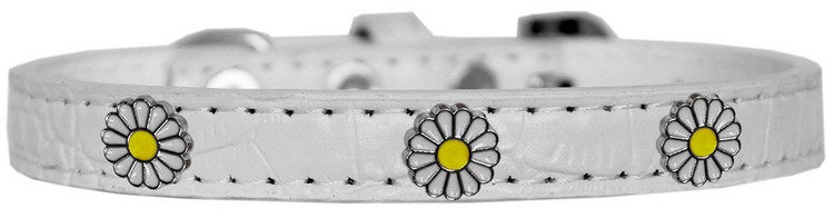 White Daisy Widget Croc Dog Collar White Size 14